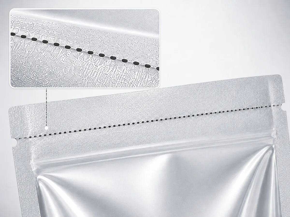 Busta in film con linea a strappo perforata