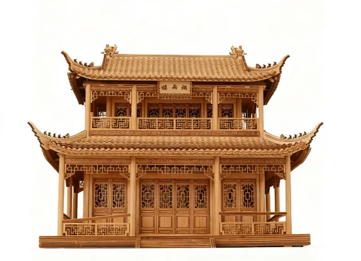 Modellino di pagoda in legno tagliato al laser