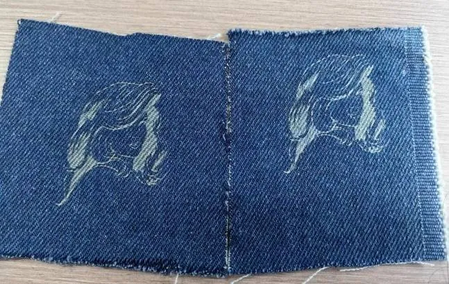 Denim con figure schiarite al laser